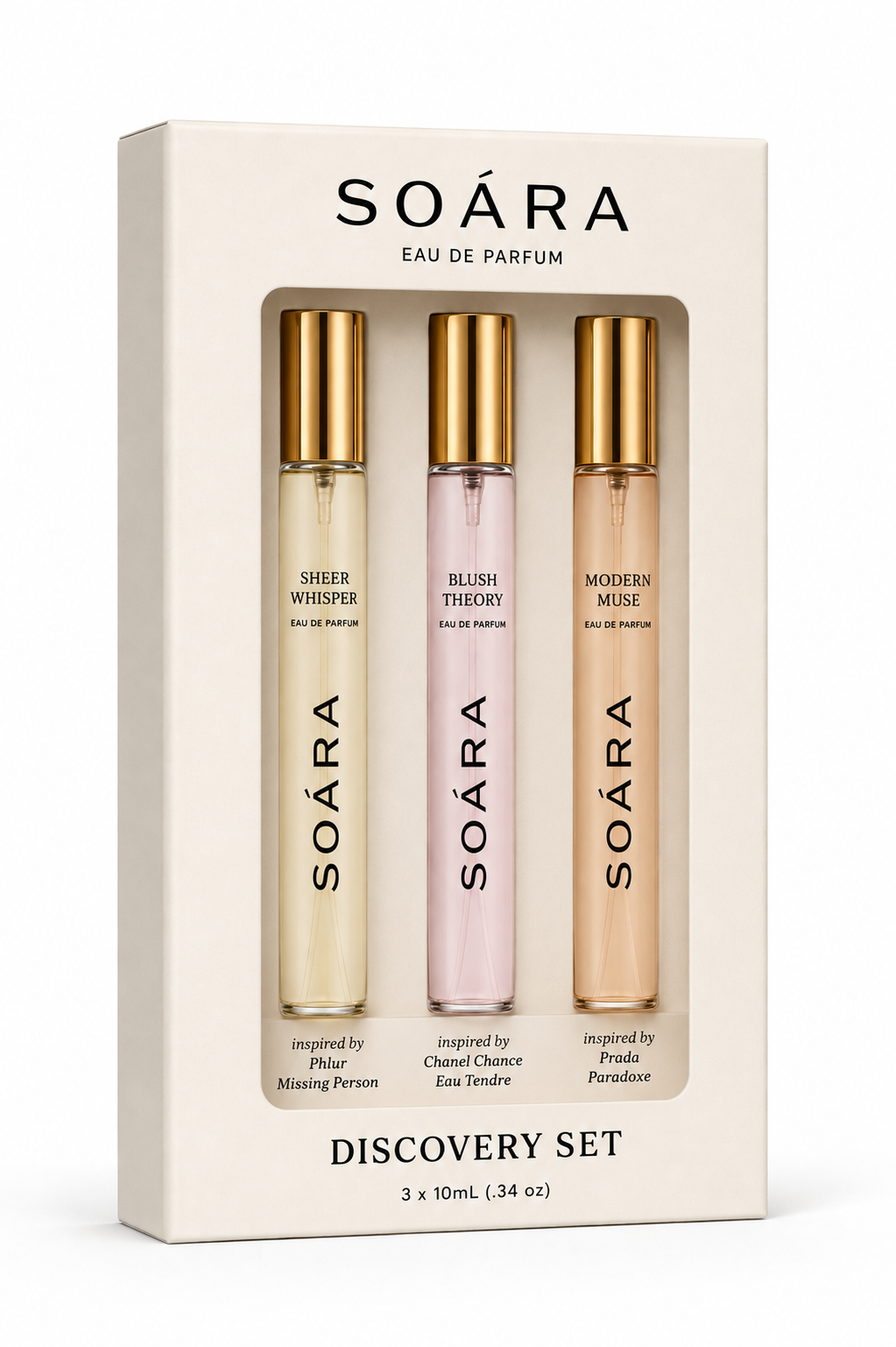Soára Discovery Set — three 10ml eau de parfum sprays